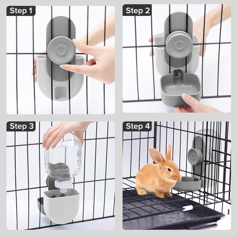 Kenond 28oz Hanging Automatic Rabbit Water Bottle, Guinea Pig Water Bottle No Drip, Gravity Water Dispenser for Cage, Suitable for Guinea Pig, Bunny, Hamsters and Other Small Animals(Gray) - Image 5